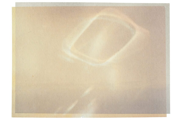 reflecting on light & space (february . measuring cup), 2023 | photo polymer intaglio, layered chine-collé gampi, 6” x 8”